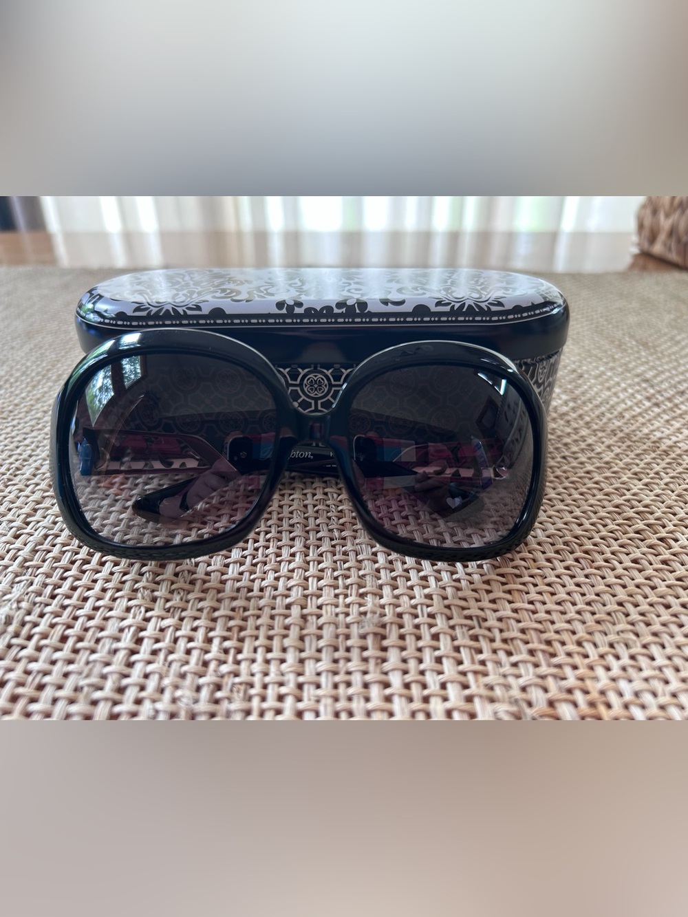 Brighton Call Me Black & Silver Tone Sunglasses with Case.